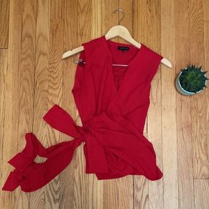 1. State sleeveless red wrap top